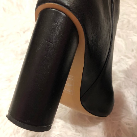 Asos Design Black Leather Booties cylinder heel size 8 zipper - Picture 14 of 15